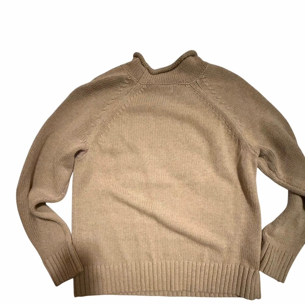 LL Bean Signature Khaki Roll Neck Sweater with Ducks - Picture 4 of 4